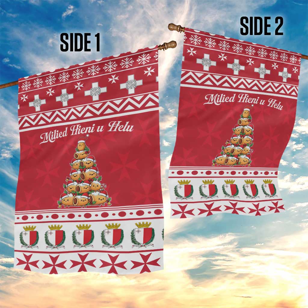 Cute Maltese Imqaret Pastry Christmas Garden Flag Christmas Joy in Malta - Wonder Print Shop