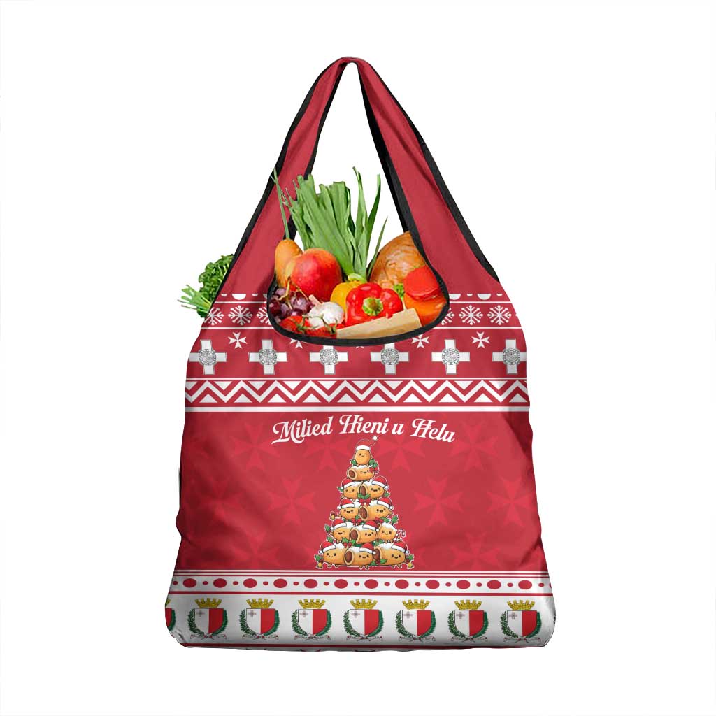 Cute Maltese Imqaret Pastry Christmas Grocery Bag Christmas Joy in Malta - Wonder Print Shop