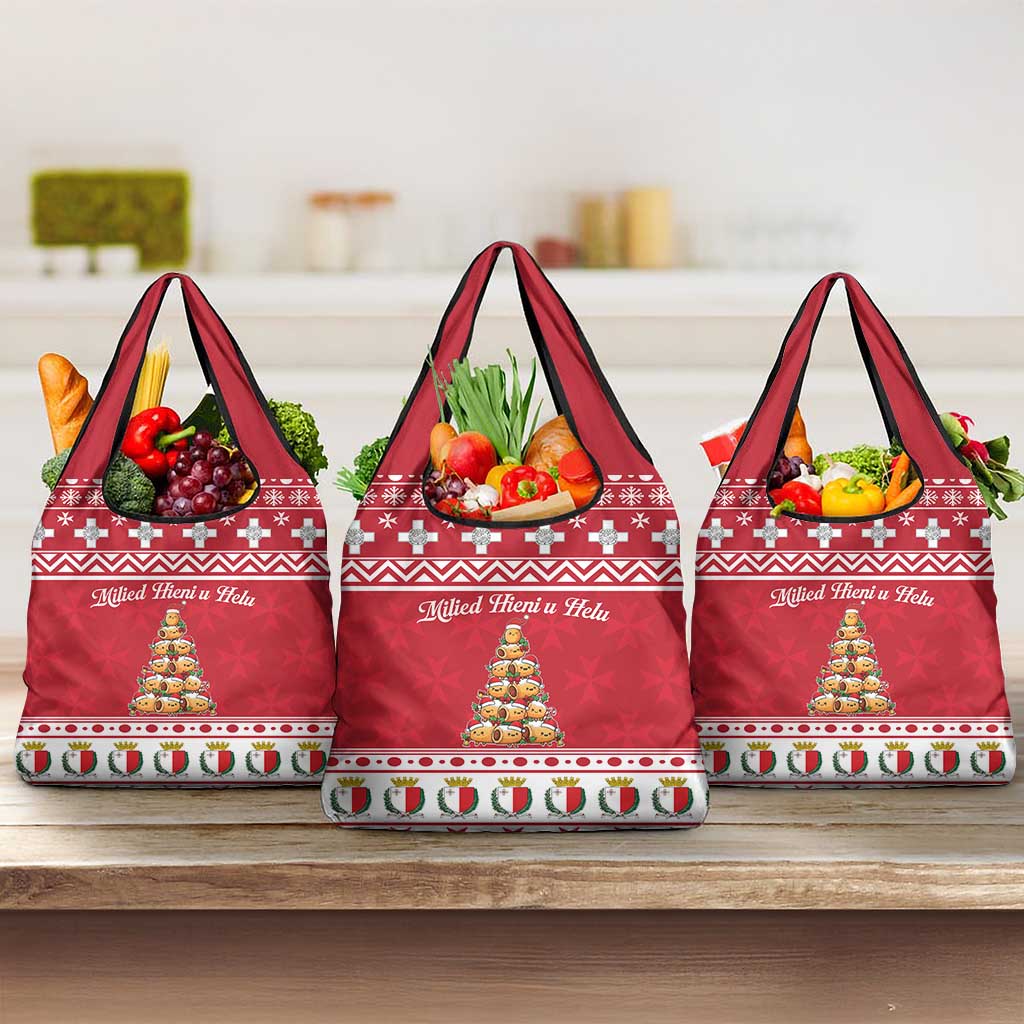 Cute Maltese Imqaret Pastry Christmas Grocery Bag Christmas Joy in Malta - Wonder Print Shop
