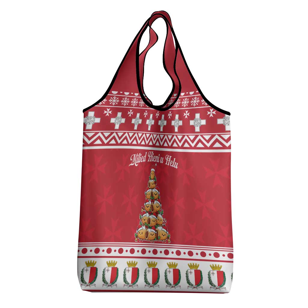 Cute Maltese Imqaret Pastry Christmas Grocery Bag Christmas Joy in Malta - Wonder Print Shop