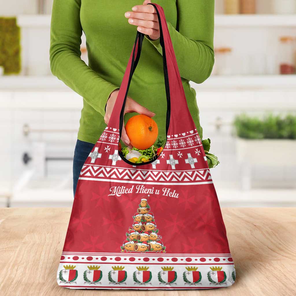 Cute Maltese Imqaret Pastry Christmas Grocery Bag Christmas Joy in Malta - Wonder Print Shop