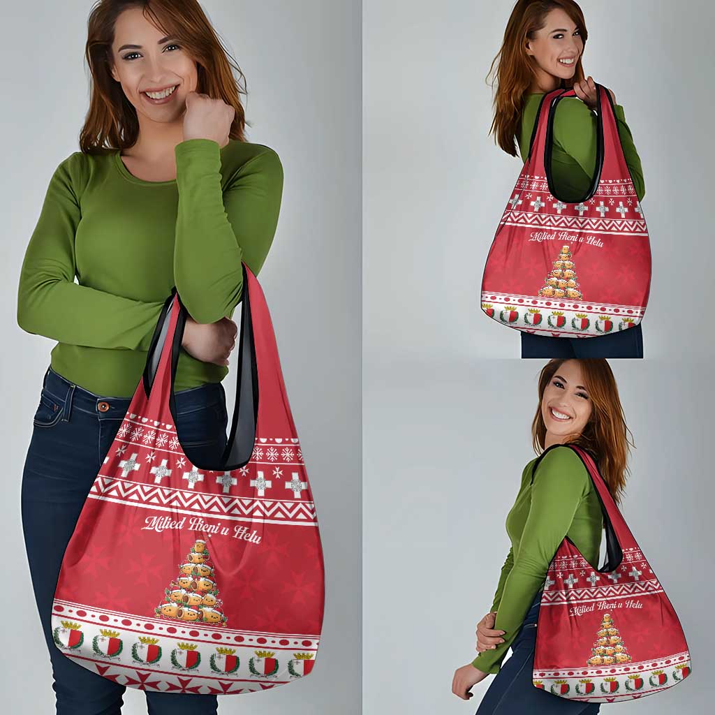 Cute Maltese Imqaret Pastry Christmas Grocery Bag Christmas Joy in Malta - Wonder Print Shop