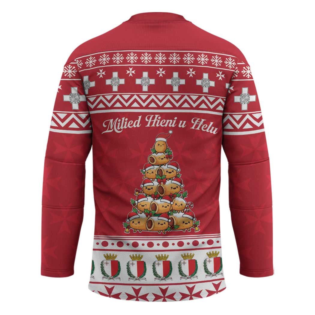Cute Maltese Imqaret Pastry Christmas Hockey Jersey Christmas Joy in Malta - Wonder Print Shop