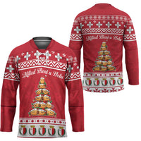 Cute Maltese Imqaret Pastry Christmas Hockey Jersey Christmas Joy in Malta - Wonder Print Shop