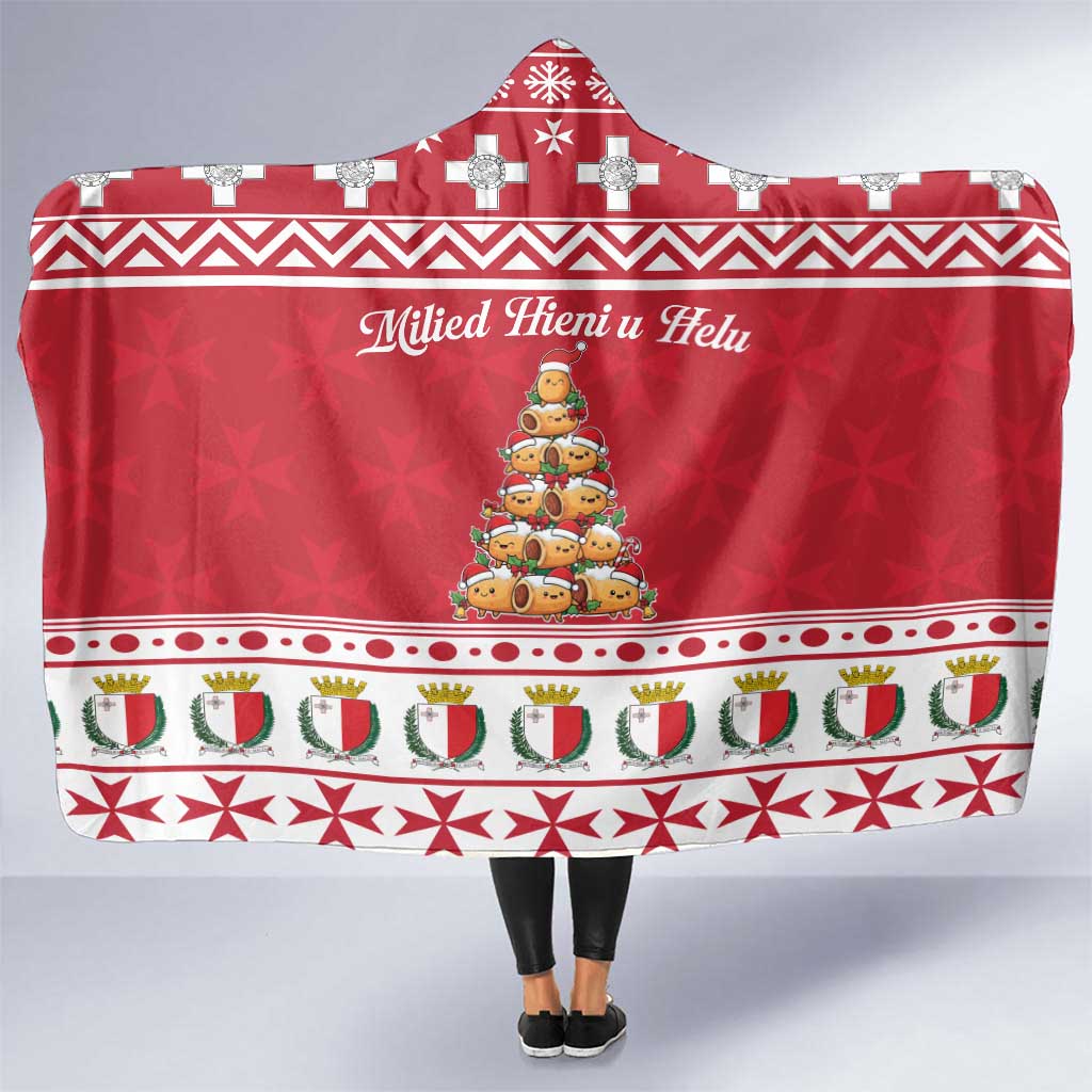 Cute Maltese Imqaret Pastry Christmas Hooded Blanket Christmas Joy in Malta - Wonder Print Shop