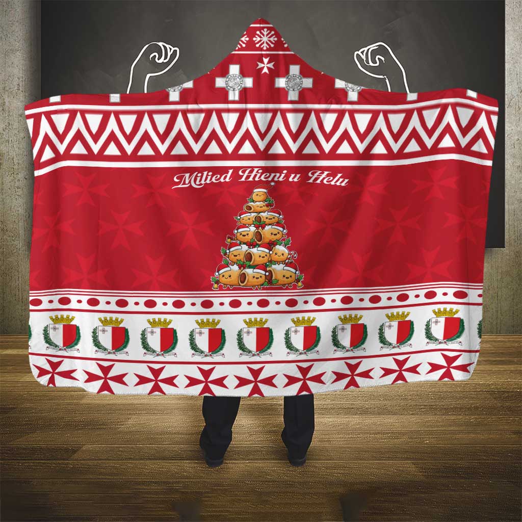 Cute Maltese Imqaret Pastry Christmas Hooded Blanket Christmas Joy in Malta - Wonder Print Shop