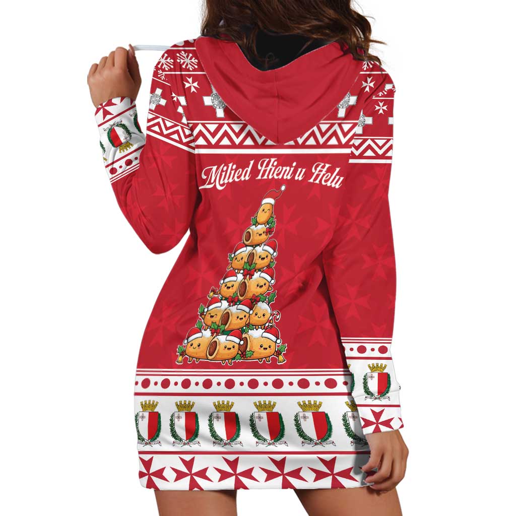 Cute Maltese Imqaret Pastry Christmas Hoodie Dress Christmas Joy in Malta - Wonder Print Shop