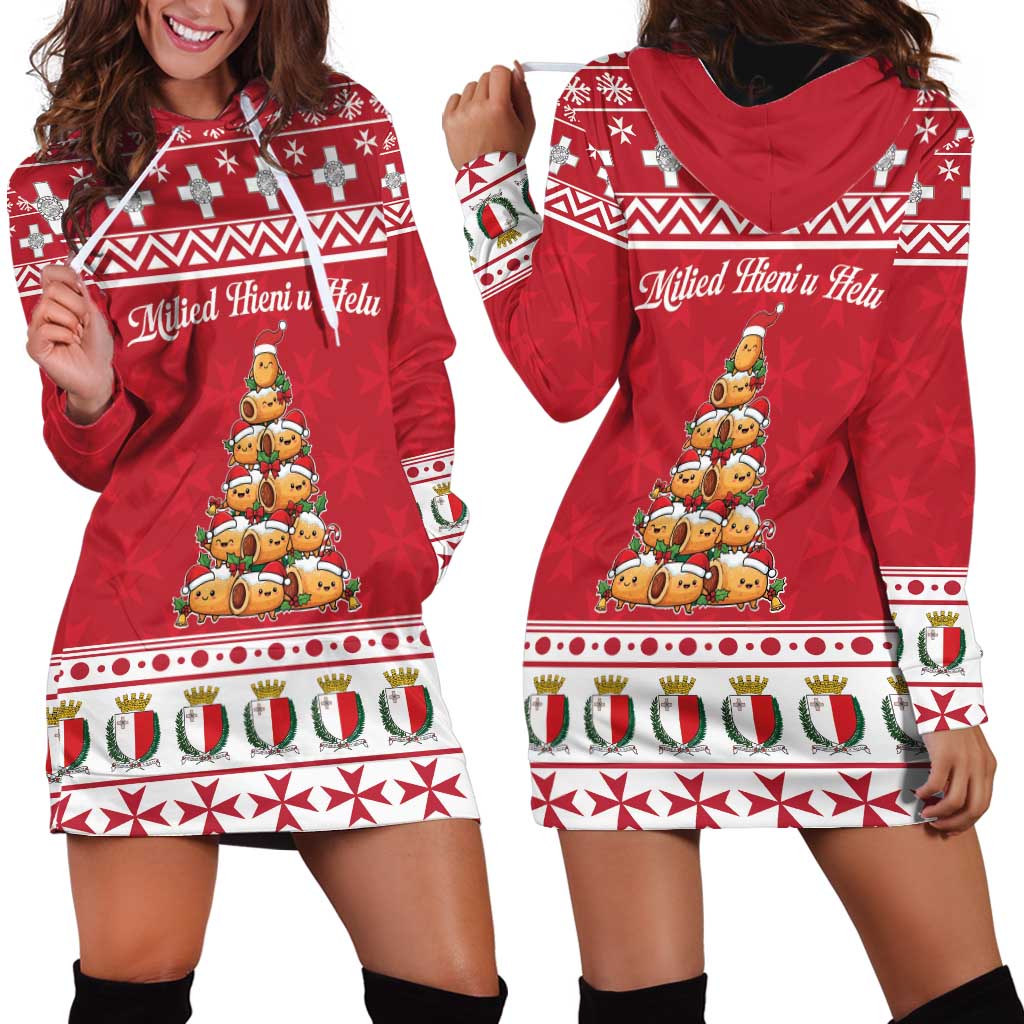 Cute Maltese Imqaret Pastry Christmas Hoodie Dress Christmas Joy in Malta - Wonder Print Shop