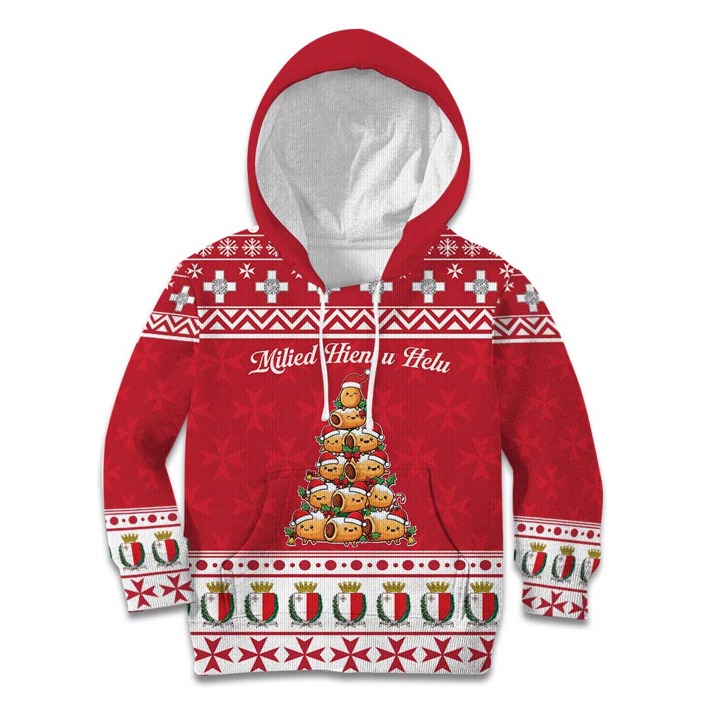 Cute Maltese Imqaret Pastry Christmas Kid Hoodie Christmas Joy in Malta - Wonder Print Shop