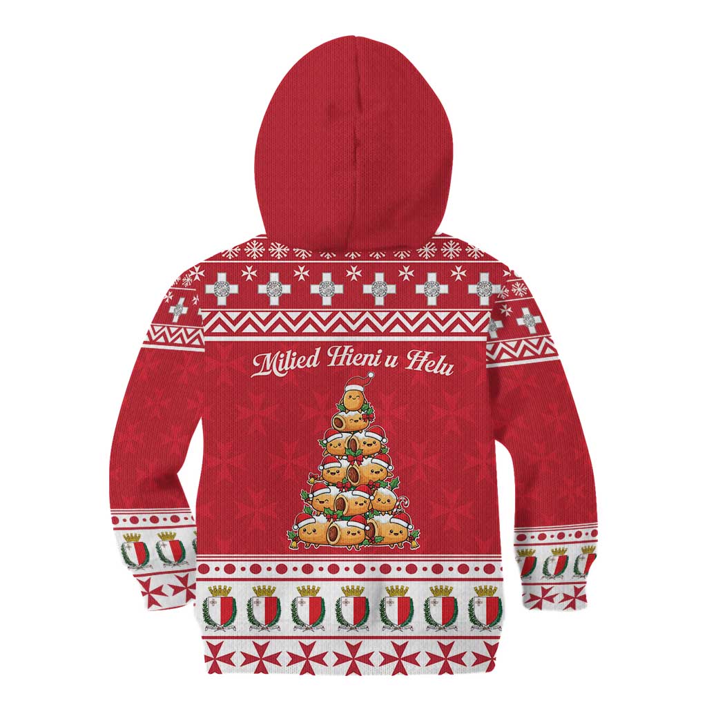 Cute Maltese Imqaret Pastry Christmas Kid Hoodie Christmas Joy in Malta - Wonder Print Shop