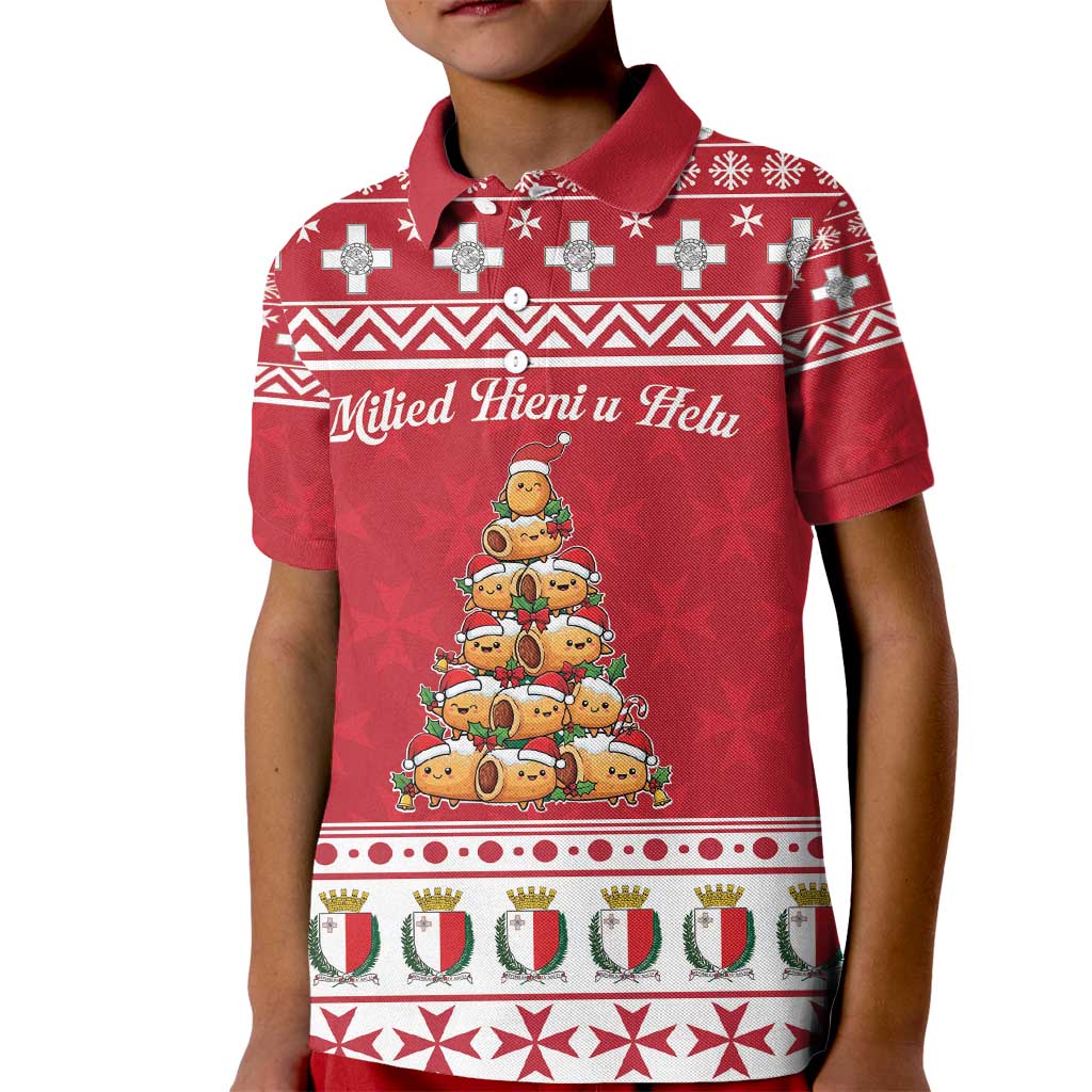 Cute Maltese Imqaret Pastry Christmas Kid Polo Shirt Christmas Joy in Malta - Wonder Print Shop
