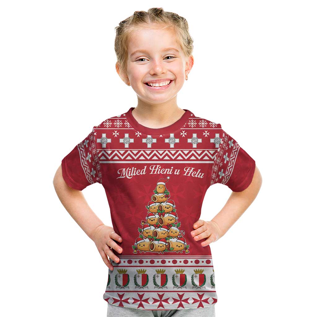Cute Maltese Imqaret Pastry Christmas Kid T Shirt Christmas Joy in Malta - Wonder Print Shop