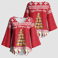Cute Maltese Imqaret Pastry Christmas Kimono Sleeve Blouse Christmas Joy in Malta - Wonder Print Shop
