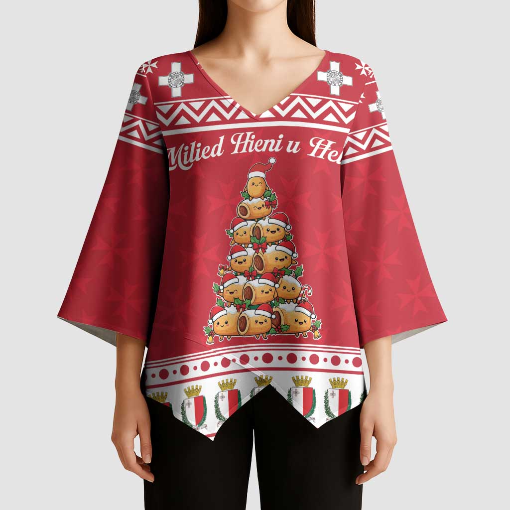 Cute Maltese Imqaret Pastry Christmas Kimono Sleeve Blouse Christmas Joy in Malta - Wonder Print Shop