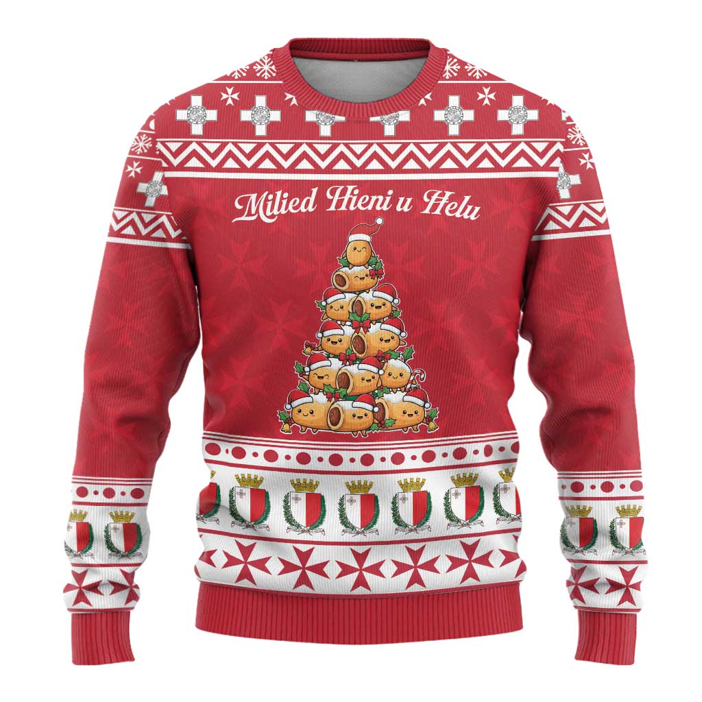 Cute Maltese Imqaret Pastry Christmas Ugly Christmas Sweater Christmas Joy in Malta - Wonder Print Shop