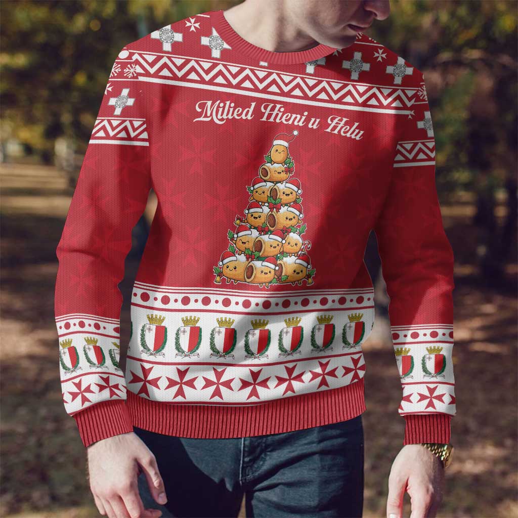 Cute Maltese Imqaret Pastry Christmas Ugly Christmas Sweater Christmas Joy in Malta - Wonder Print Shop
