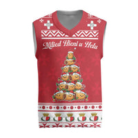 Cute Maltese Imqaret Pastry Christmas Knitted V-Neck Vest Christmas Joy in Malta - Wonder Print Shop