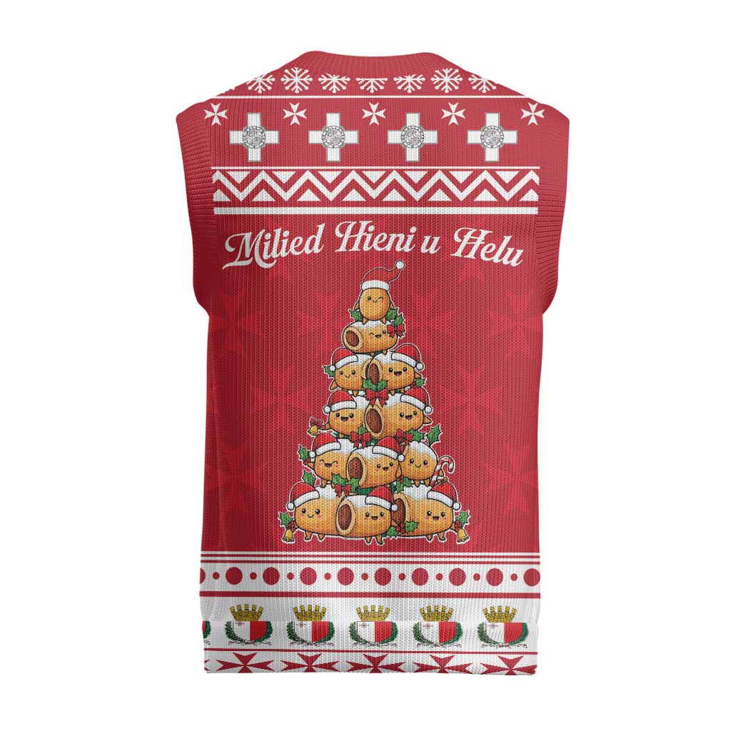Cute Maltese Imqaret Pastry Christmas Knitted V-Neck Vest Christmas Joy in Malta - Wonder Print Shop