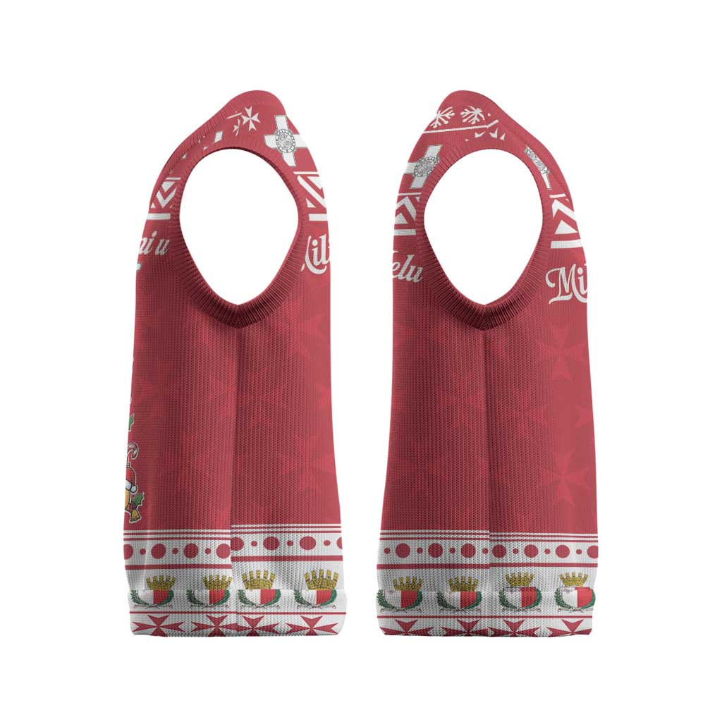 Cute Maltese Imqaret Pastry Christmas Knitted V-Neck Vest Christmas Joy in Malta - Wonder Print Shop