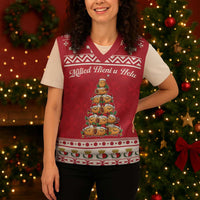Cute Maltese Imqaret Pastry Christmas Knitted V-Neck Vest Christmas Joy in Malta - Wonder Print Shop