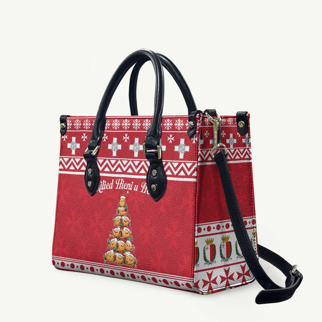 Cute Maltese Imqaret Pastry Christmas Leather Bag Christmas Joy in Malta - Wonder Print Shop