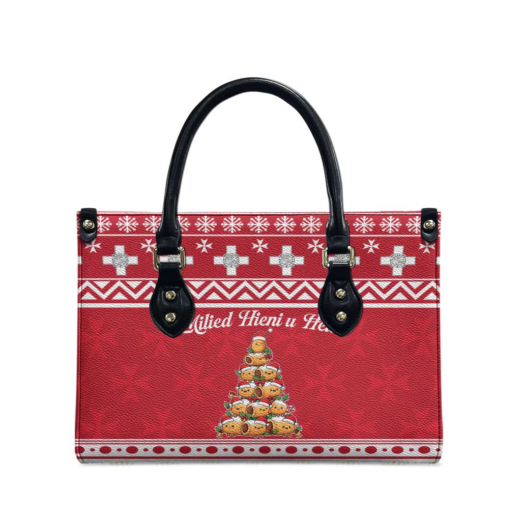 Cute Maltese Imqaret Pastry Christmas Leather Bag Christmas Joy in Malta - Wonder Print Shop