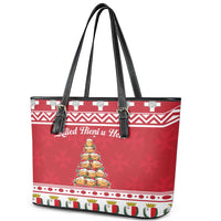 Cute Maltese Imqaret Pastry Christmas Leather Tote Bag Christmas Joy in Malta - Wonder Print Shop