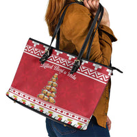 Cute Maltese Imqaret Pastry Christmas Leather Tote Bag Christmas Joy in Malta - Wonder Print Shop