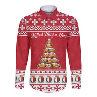 Cute Maltese Imqaret Pastry Christmas Long Sleeve Button Shirt Christmas Joy in Malta - Wonder Print Shop