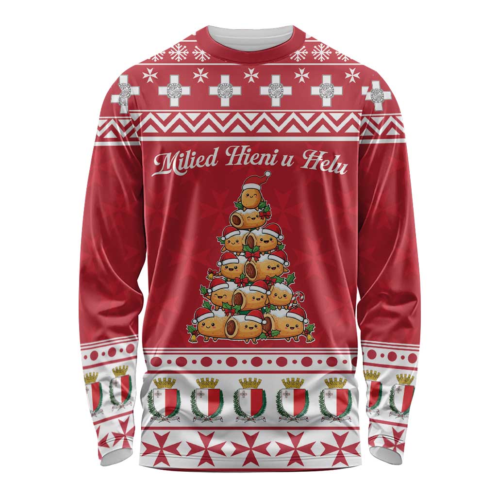 Cute Maltese Imqaret Pastry Christmas Long Sleeve Shirt Christmas Joy in Malta - Wonder Print Shop