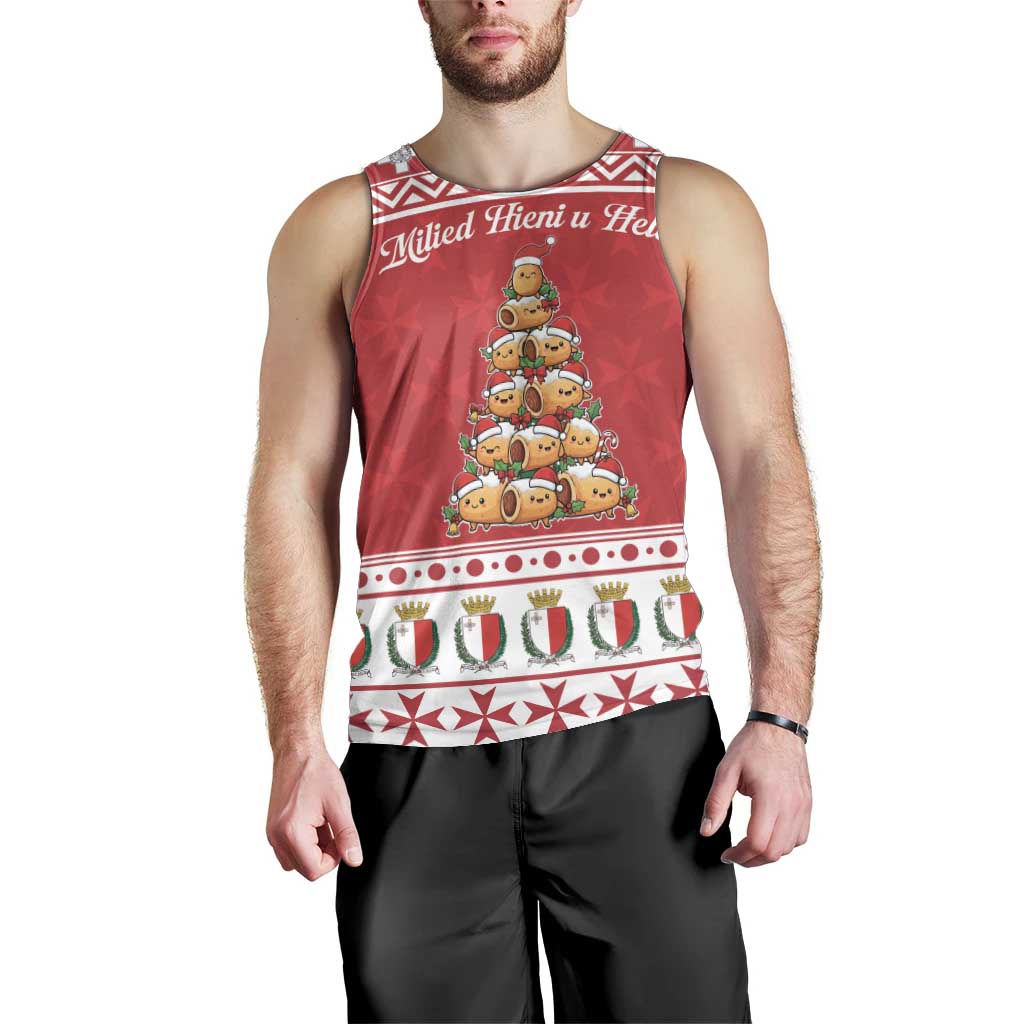 Cute Maltese Imqaret Pastry Christmas Men Tank Top Christmas Joy in Malta - Wonder Print Shop