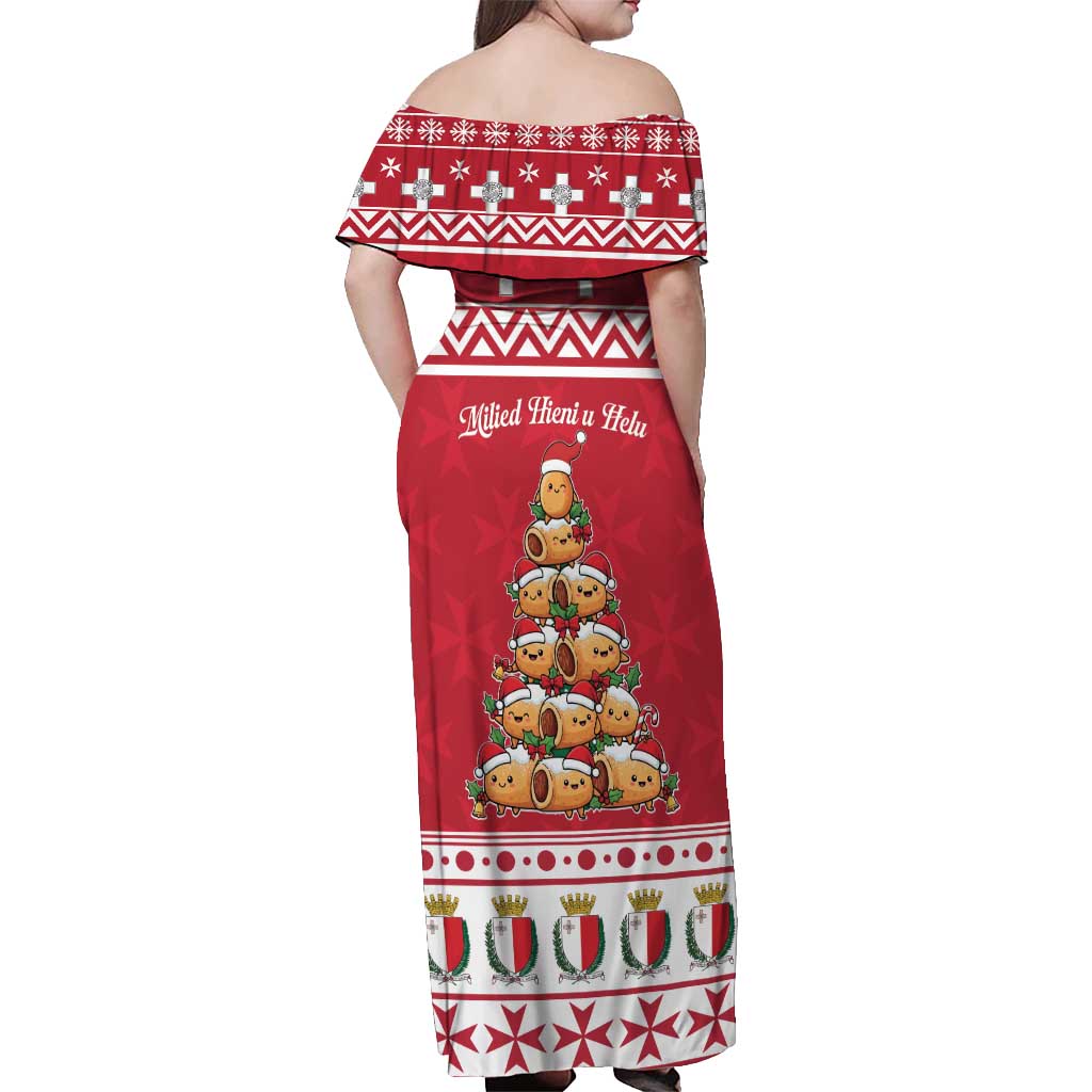 Cute Maltese Imqaret Pastry Christmas Off Shoulder Maxi Dress Christmas Joy in Malta - Wonder Print Shop