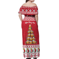Cute Maltese Imqaret Pastry Christmas Off Shoulder Maxi Dress Christmas Joy in Malta - Wonder Print Shop