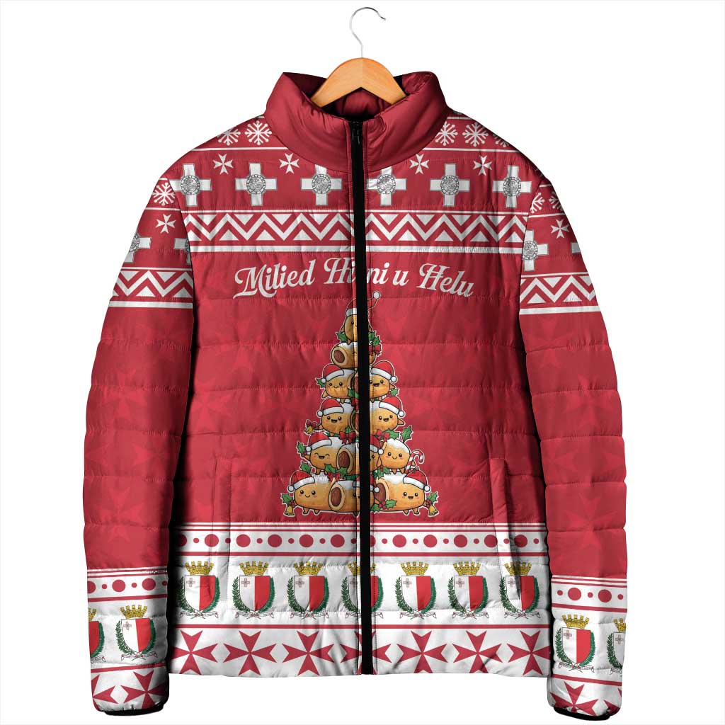 Cute Maltese Imqaret Pastry Christmas Padded Jacket Christmas Joy in Malta - Wonder Print Shop