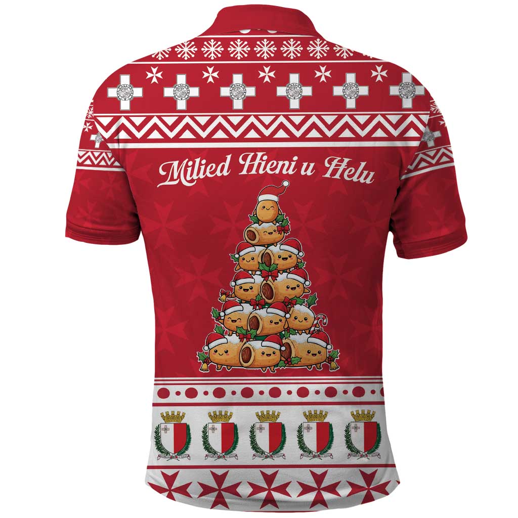 Cute Maltese Imqaret Pastry Christmas Polo Shirt Christmas Joy in Malta - Wonder Print Shop