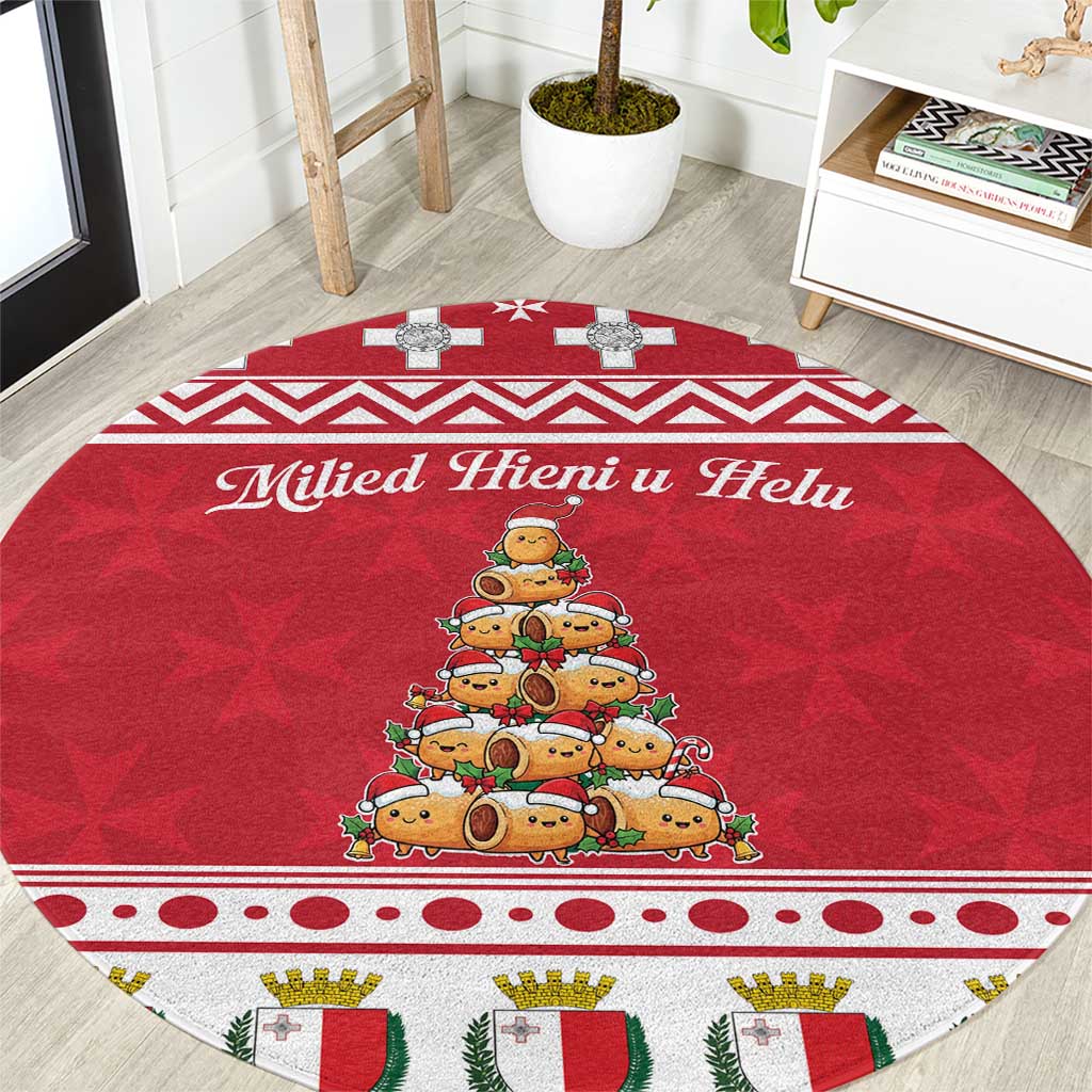 Cute Maltese Imqaret Pastry Christmas Round Carpet Christmas Joy in Malta - Wonder Print Shop