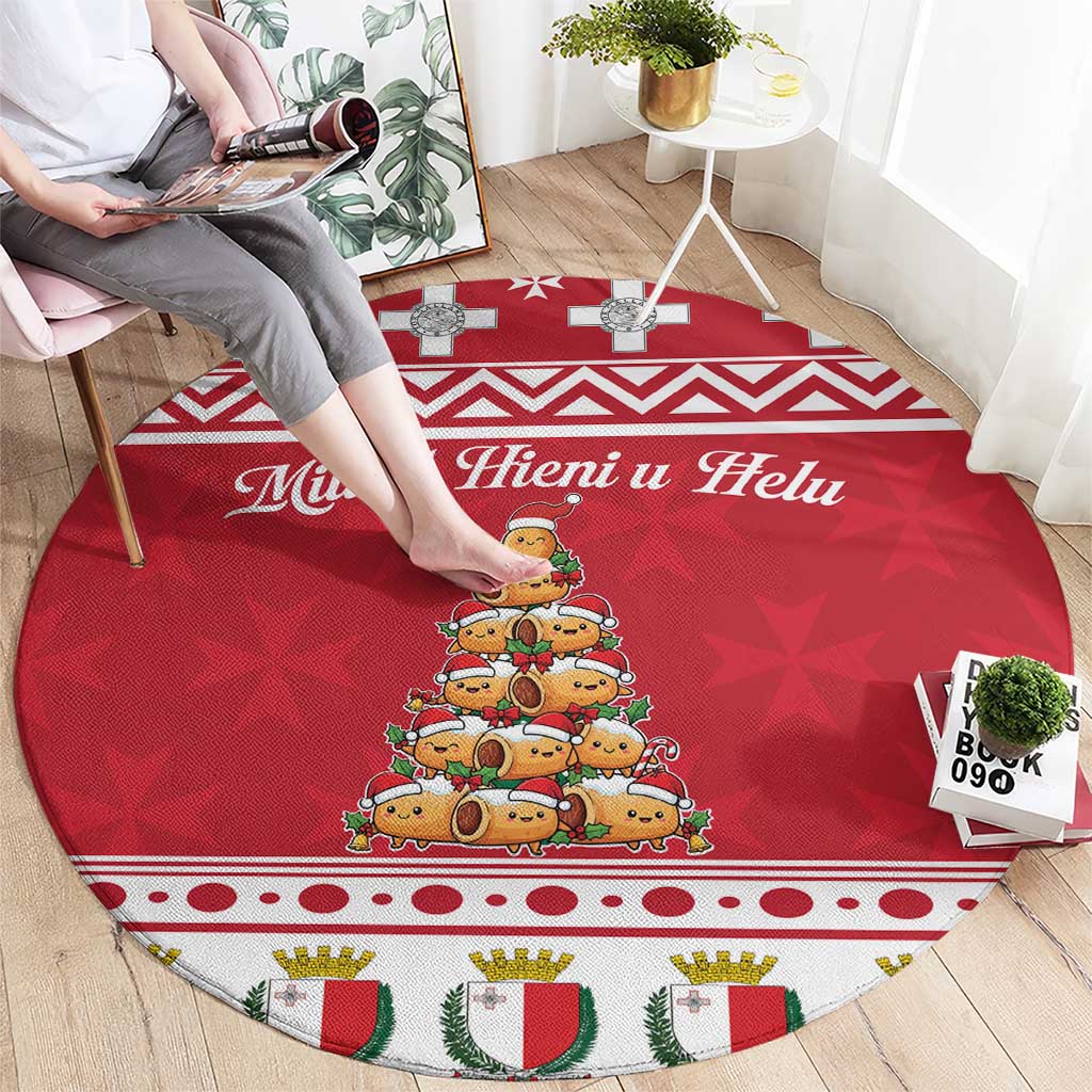 Cute Maltese Imqaret Pastry Christmas Round Carpet Christmas Joy in Malta - Wonder Print Shop