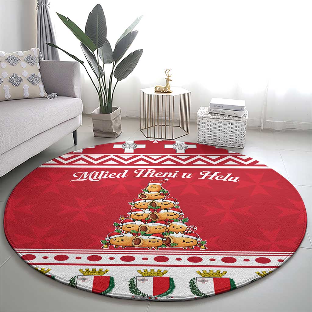 Cute Maltese Imqaret Pastry Christmas Round Carpet Christmas Joy in Malta - Wonder Print Shop