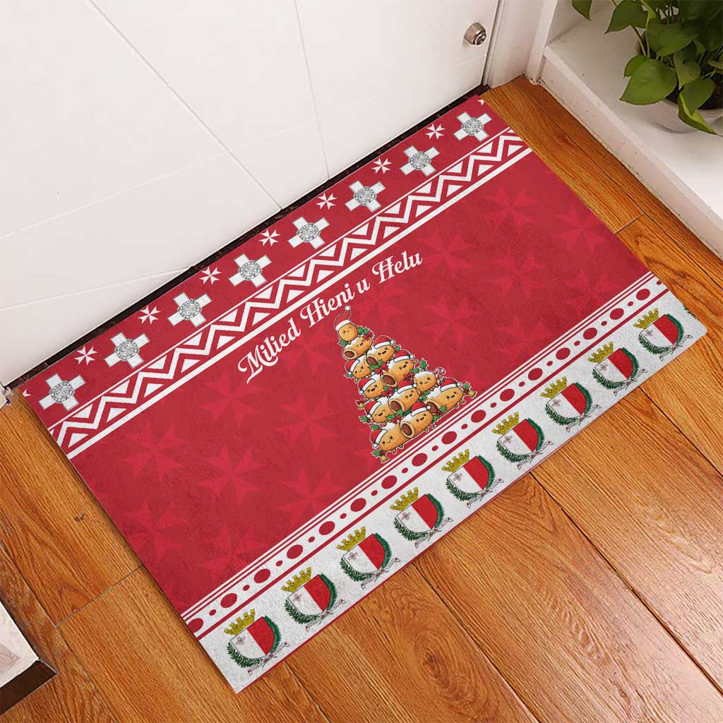 Cute Maltese Imqaret Pastry Christmas Rubber Doormat Christmas Joy in Malta - Wonder Print Shop
