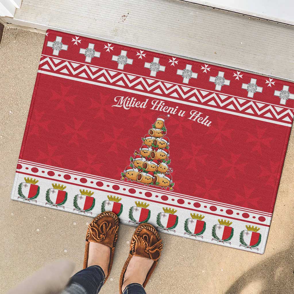 Cute Maltese Imqaret Pastry Christmas Rubber Doormat Christmas Joy in Malta - Wonder Print Shop