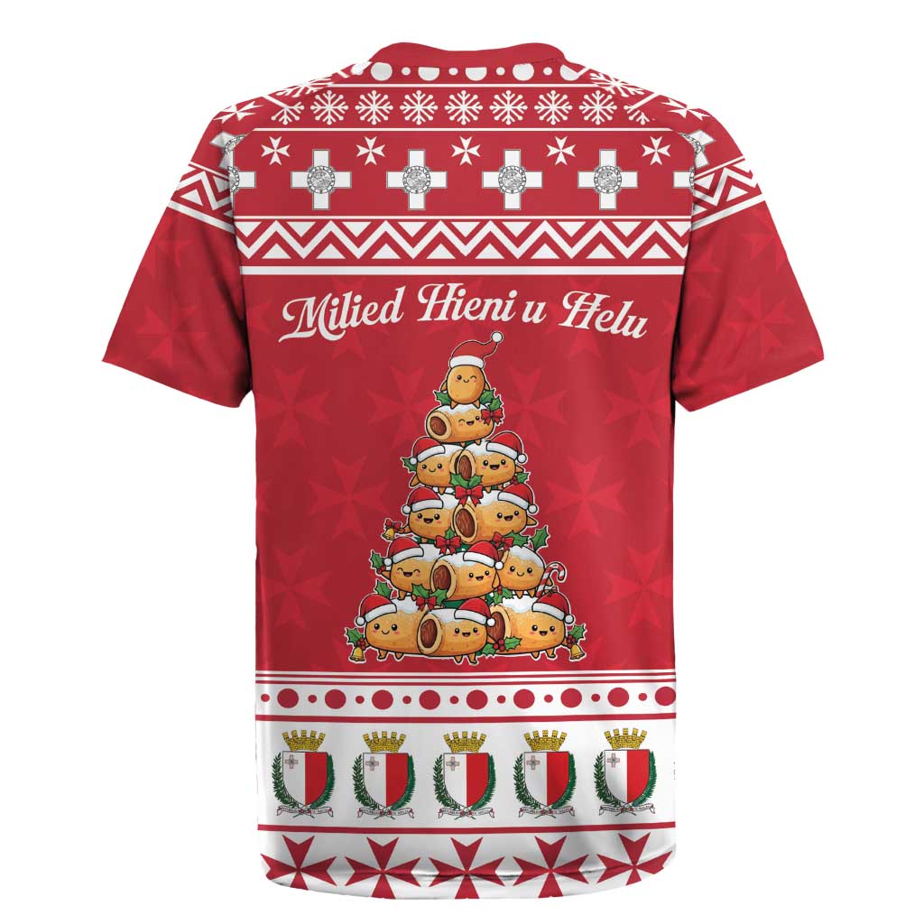 Cute Maltese Imqaret Pastry Christmas Rugby Jersey Christmas Joy in Malta - Wonder Print Shop