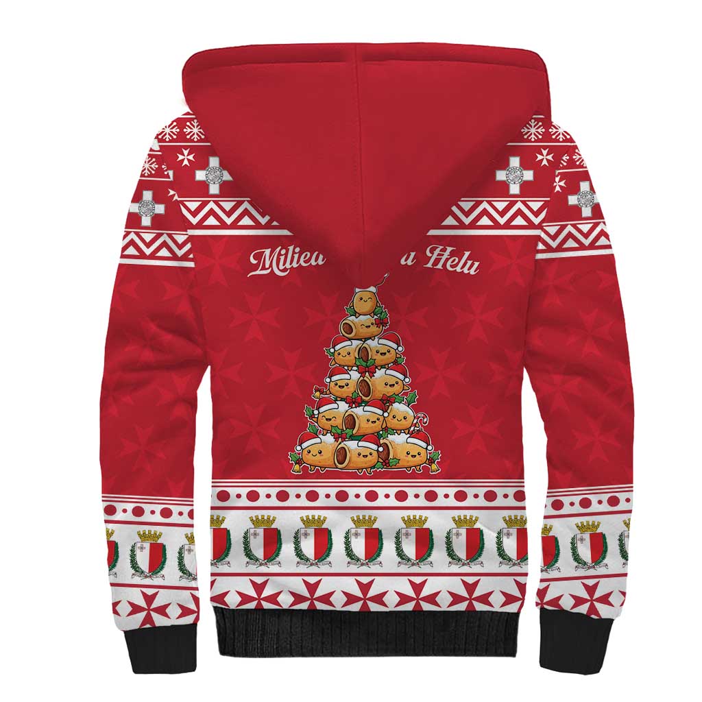 Cute Maltese Imqaret Pastry Christmas Sherpa Hoodie Christmas Joy in Malta - Wonder Print Shop