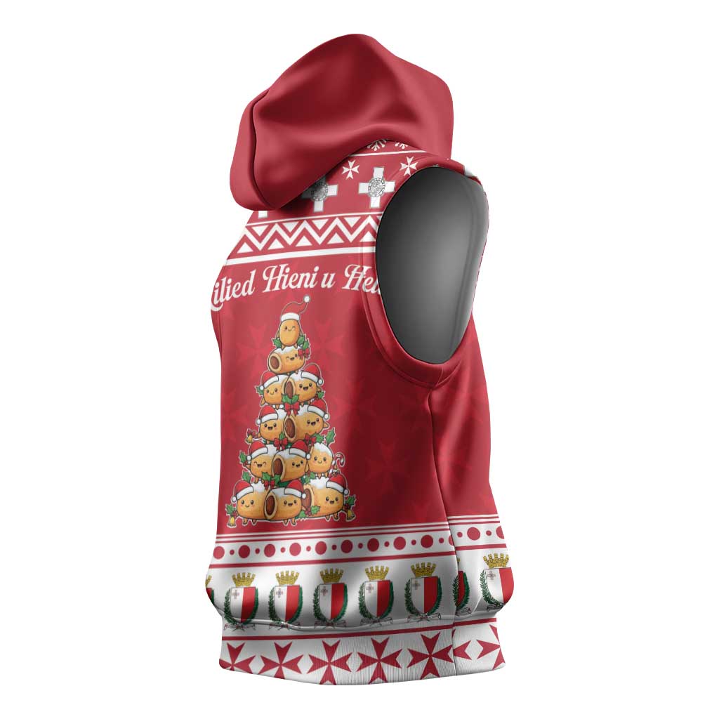 Cute Maltese Imqaret Pastry Christmas Sleeveless Hoodie Christmas Joy in Malta - Wonder Print Shop