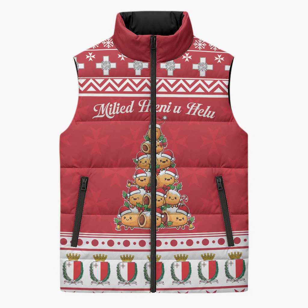 Cute Maltese Imqaret Pastry Christmas Sleeveless Puffer Jacket Christmas Joy in Malta - Wonder Print Shop