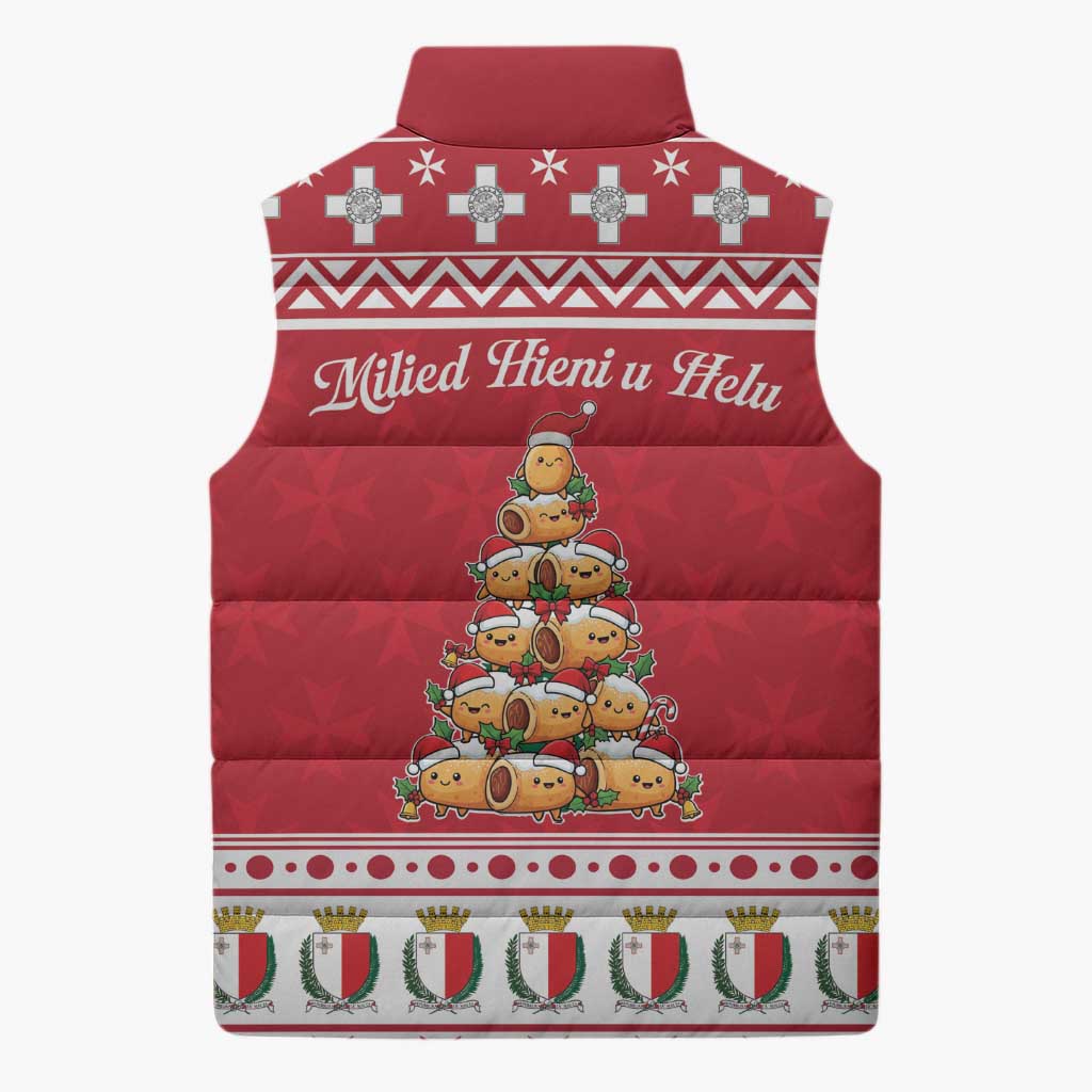 Cute Maltese Imqaret Pastry Christmas Sleeveless Puffer Jacket Christmas Joy in Malta - Wonder Print Shop