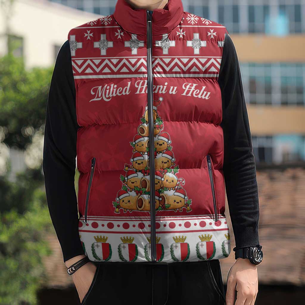 Cute Maltese Imqaret Pastry Christmas Sleeveless Puffer Jacket Christmas Joy in Malta - Wonder Print Shop