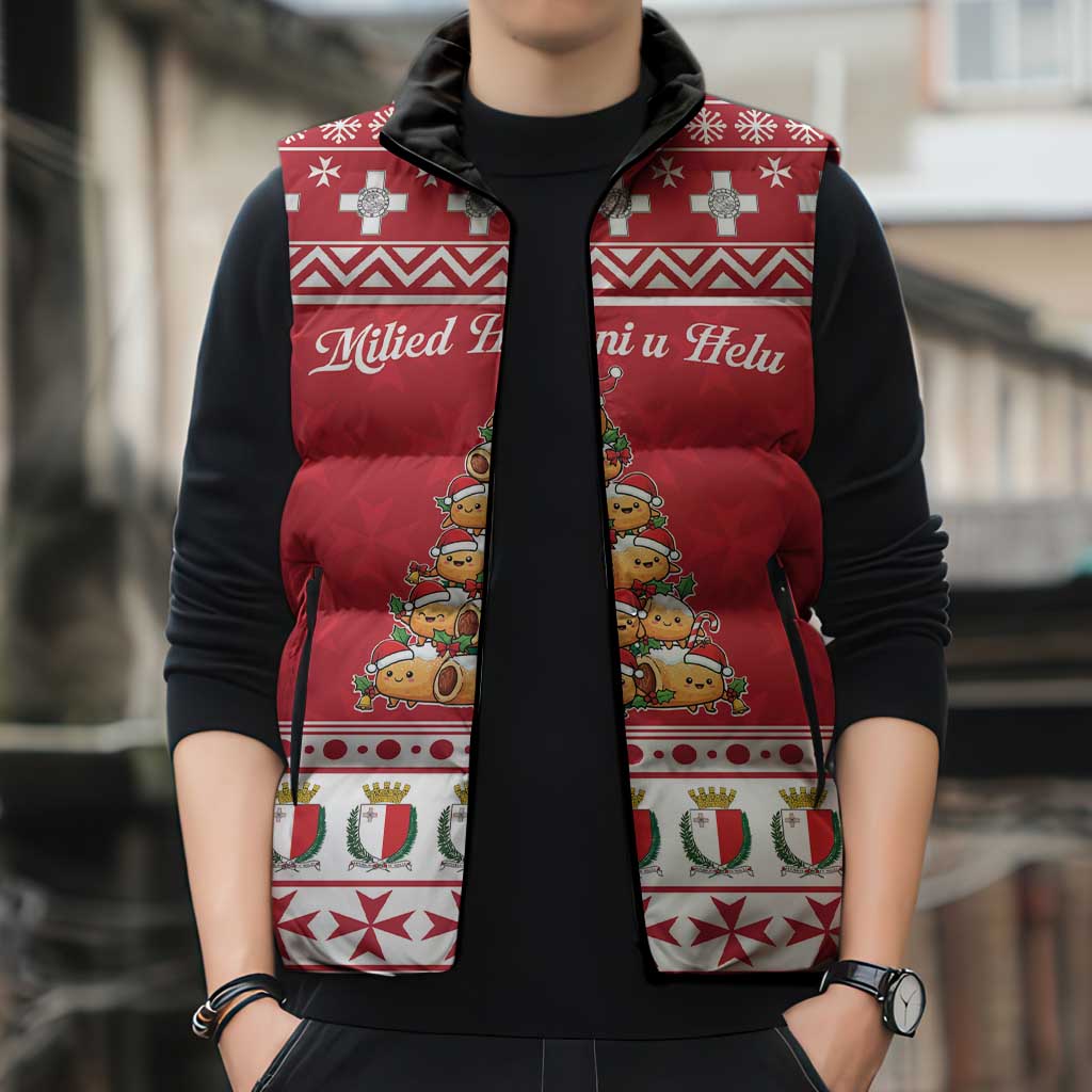 Cute Maltese Imqaret Pastry Christmas Sleeveless Puffer Jacket Christmas Joy in Malta - Wonder Print Shop