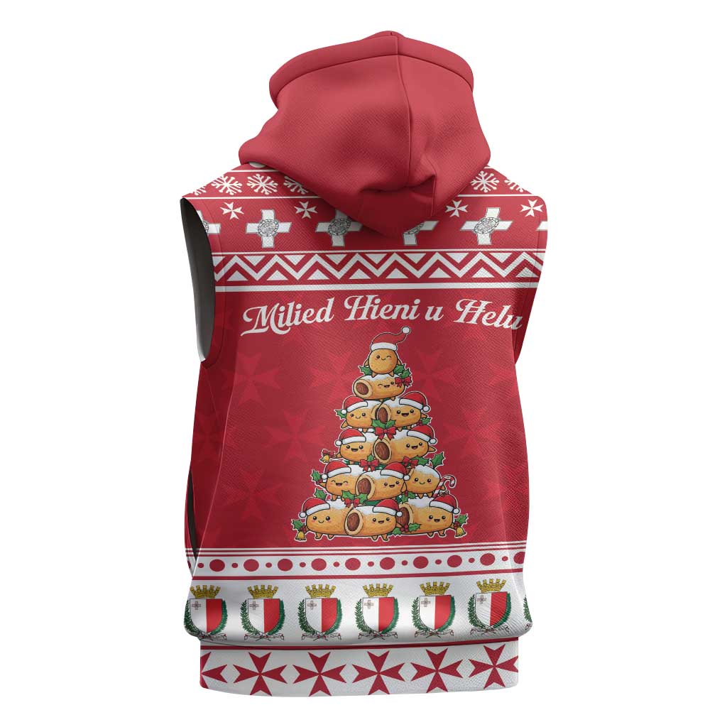 Cute Maltese Imqaret Pastry Christmas Sleeveless Zip Hoodie Christmas Joy in Malta - Wonder Print Shop