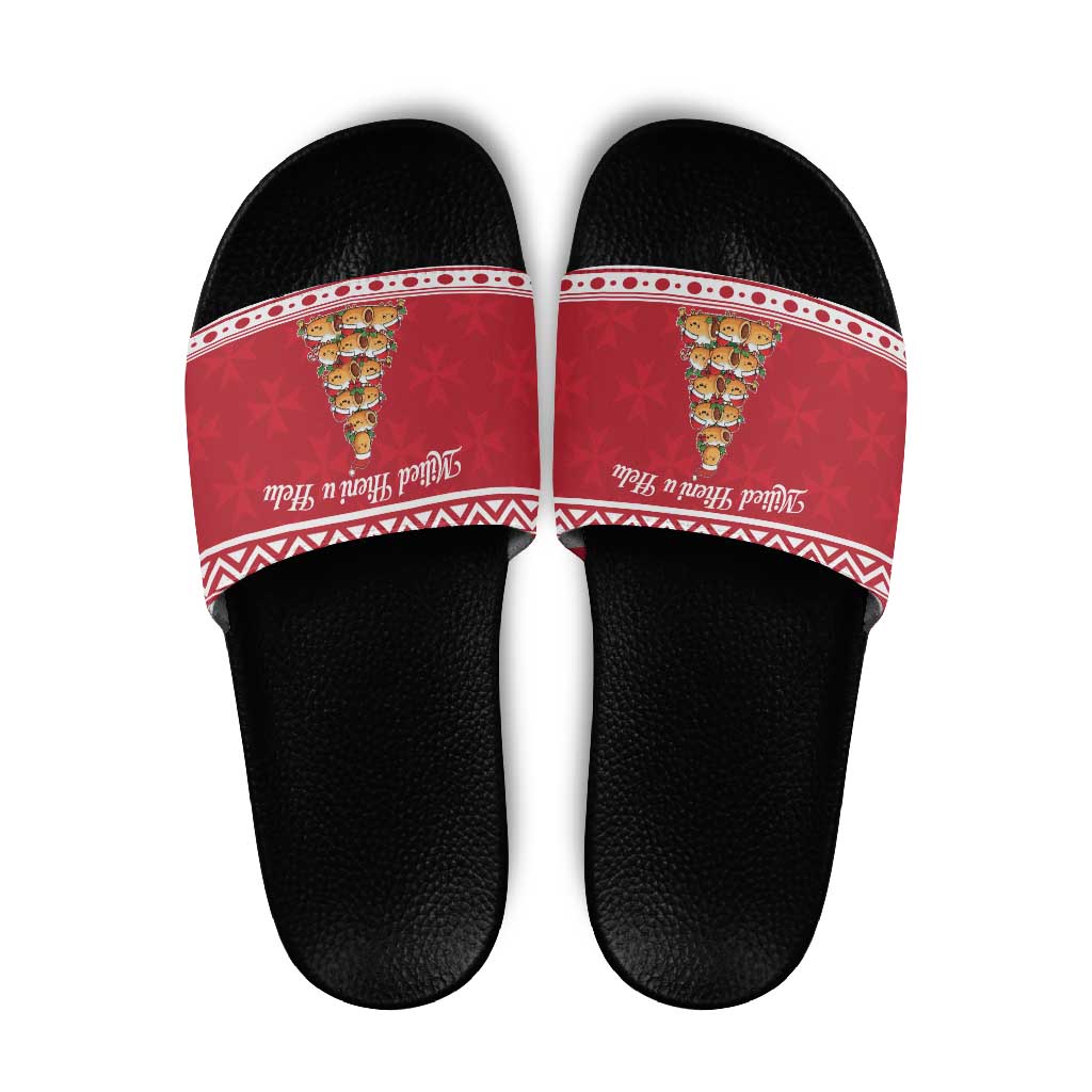 Cute Maltese Imqaret Pastry Christmas Slide Sandals Christmas Joy in Malta - Wonder Print Shop