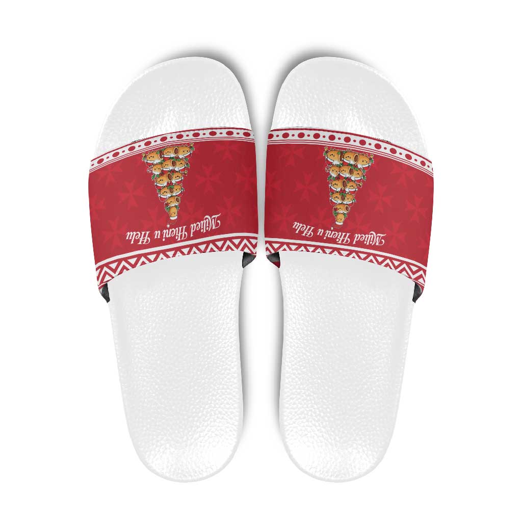 Cute Maltese Imqaret Pastry Christmas Slide Sandals Christmas Joy in Malta - Wonder Print Shop